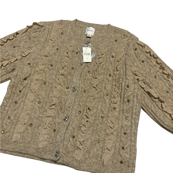 NEW Maeve Short-Sleeve Embellished Ruffled Cardigan Sweater - Picture 6 of 13